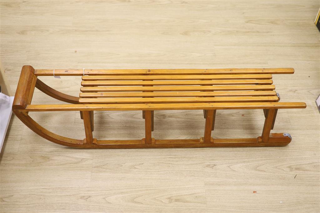 A pine sledge, mid 20th century